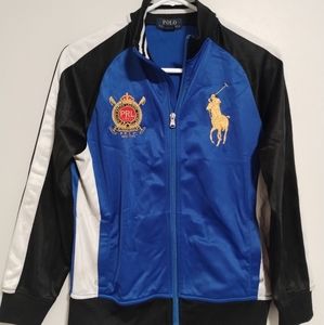 Polo Ralph Lauren Kids Zip Jacket Size L Blue Embroidered Long Sleeve BIG PONY